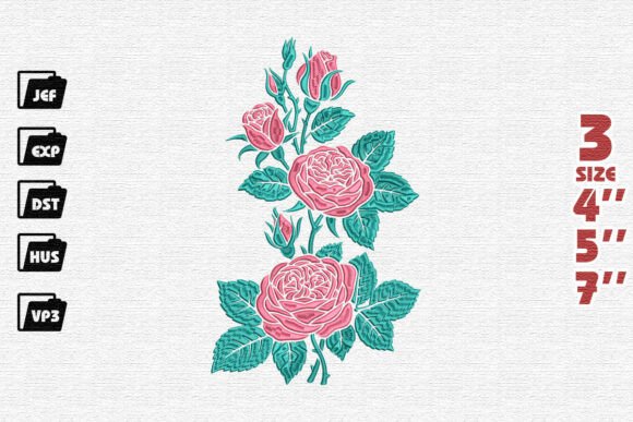 Elegant Pink Roses Embroidery Review for Apparel