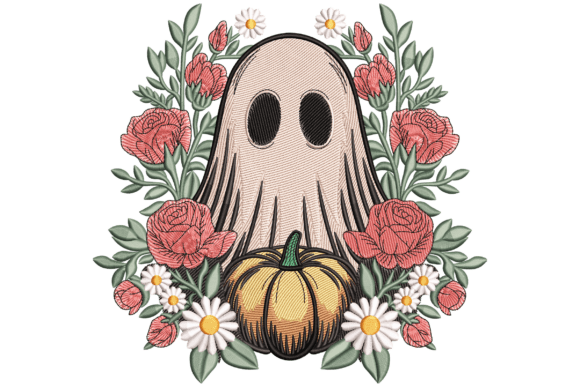 Review: Floral Ghost with Pumpkin Embroidery Design