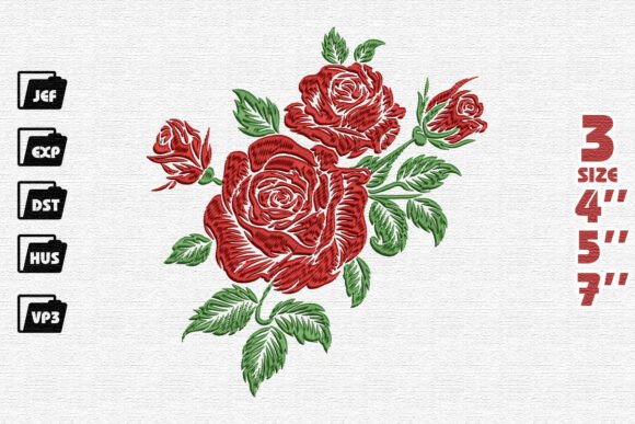 Review: Red Rose Bouquet Embroidery Design for Apparel