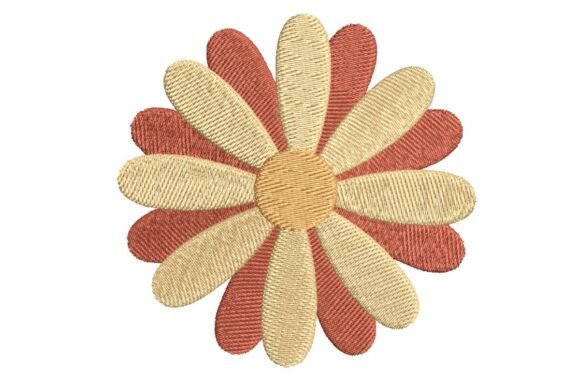 Review: Retro Orange and Beige Daisy Embroidery Design