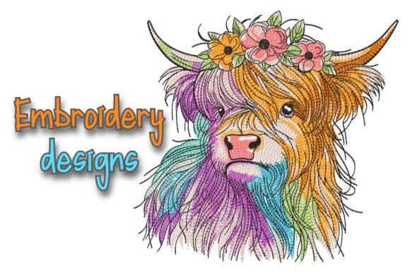 Review: Scottish Highland Cow Embroidery Design