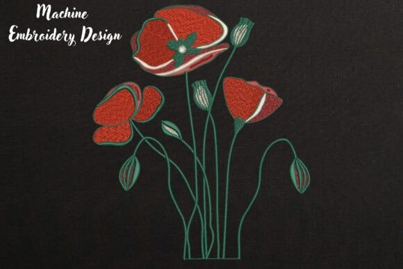 Reviewing Spring Red Poppy Flowers in Black for Etsy